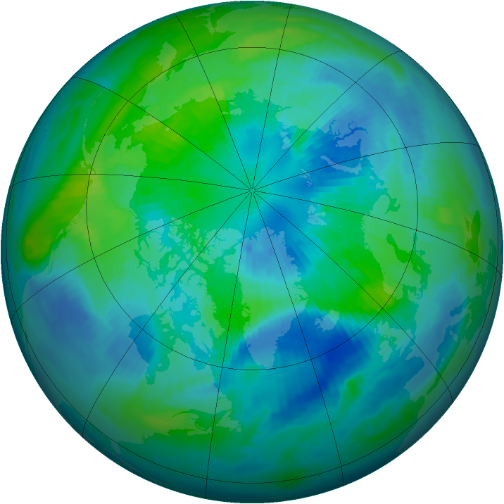 Arctic ozone map for 01 October 1997